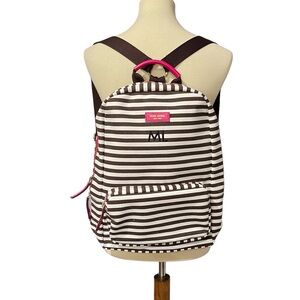 Henry Bendel Pink Peacock Striped Canvas Backpack